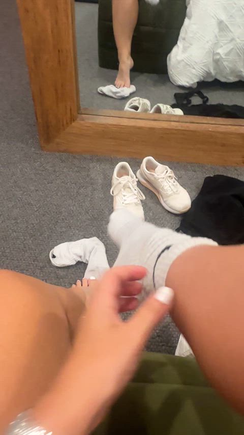 Taking off my sweaty gym socks