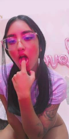 Cute Glasses Lick Licking Long Hair Schoolgirl Small Tits Step-Daughter Tattoo Teen
