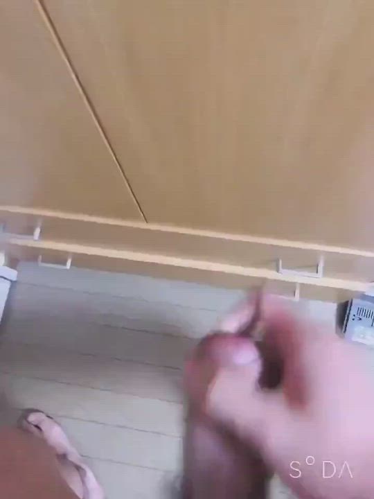 Cumming on the cupboard