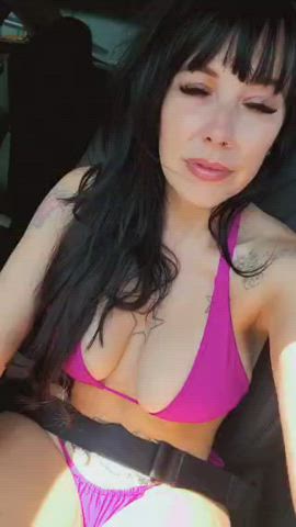 bikini boobs curvy milf pussy hold-the-moan selfie clip