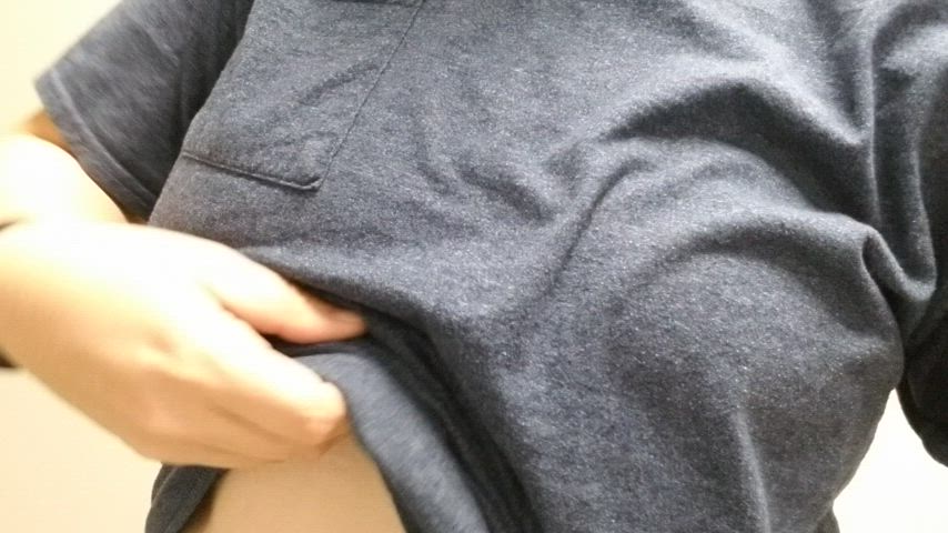 Letting my big juicy tits breathe at work.