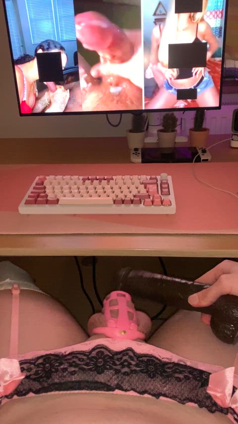 Pink like my pussy and clit black like his cock 