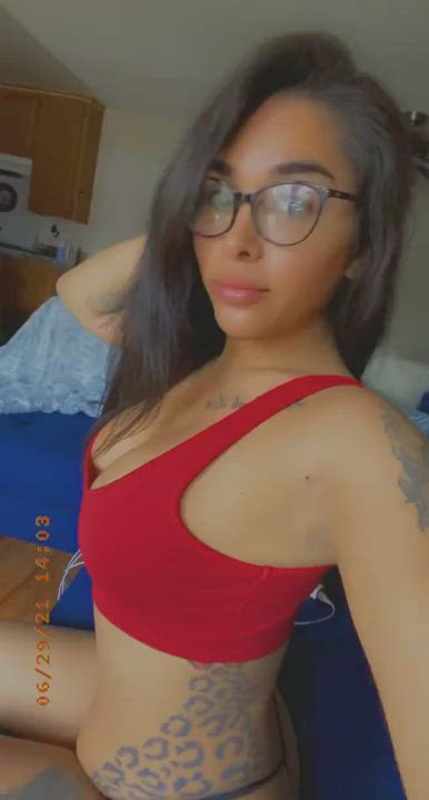 Clothed Cute Glasses Latina Long Hair Pretty Selfie Trans clip