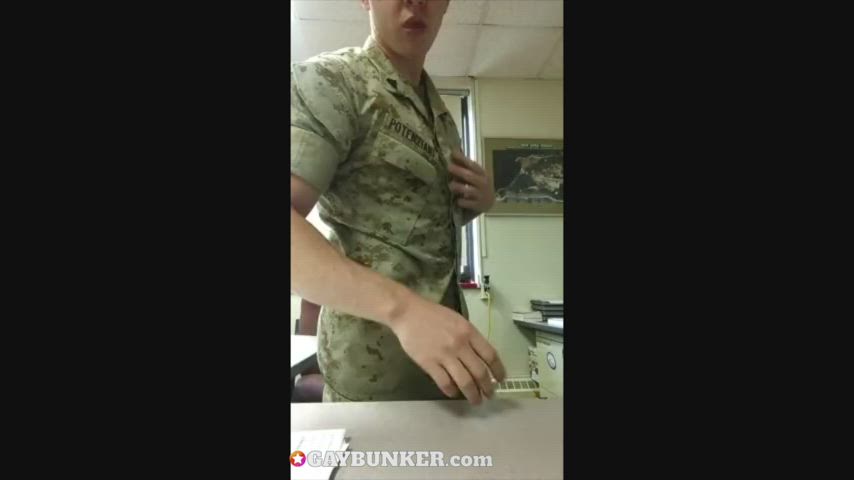 masturbating military uniform clip