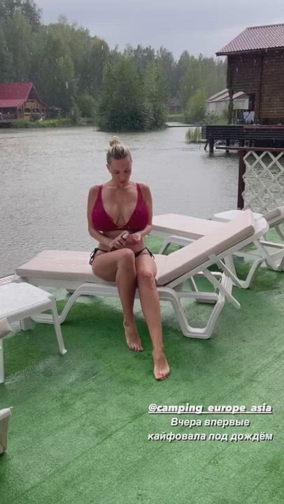 Big Tits Bikini Blonde Natural Tits Russian Tease Teasing clip