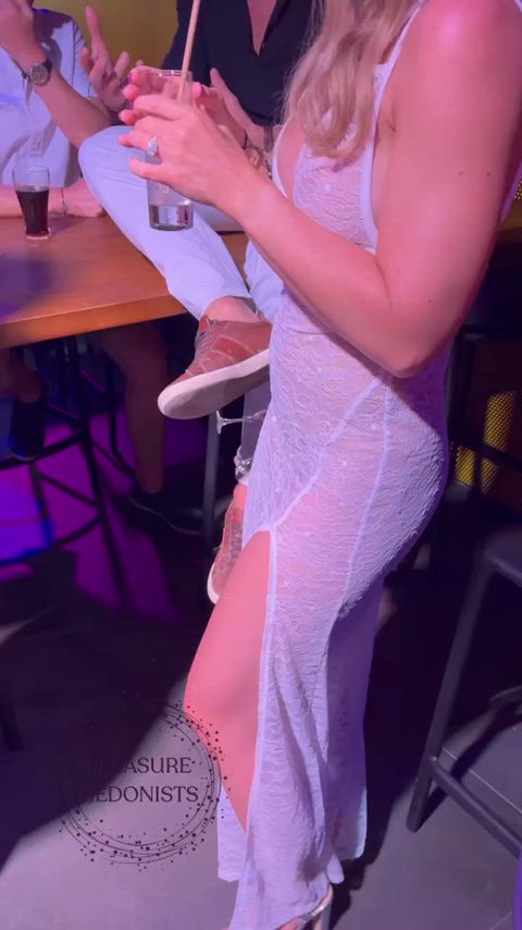 Cuck watches me chat to 2 hot men in a club wearing a see through dress