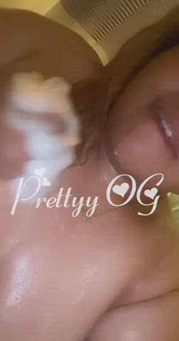 BBW Lips Pierced Shower Soapy Tongue Fetish clip