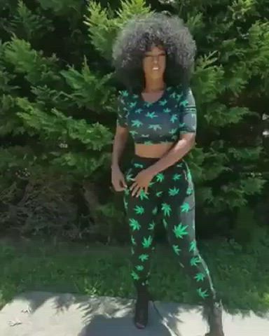 Afro Big Ass Ebony Female Leggings Solo Twerking clip