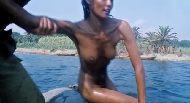 Laura Gemser Climbing Up Boat Gif - Emanuelle and the Last Cannibals