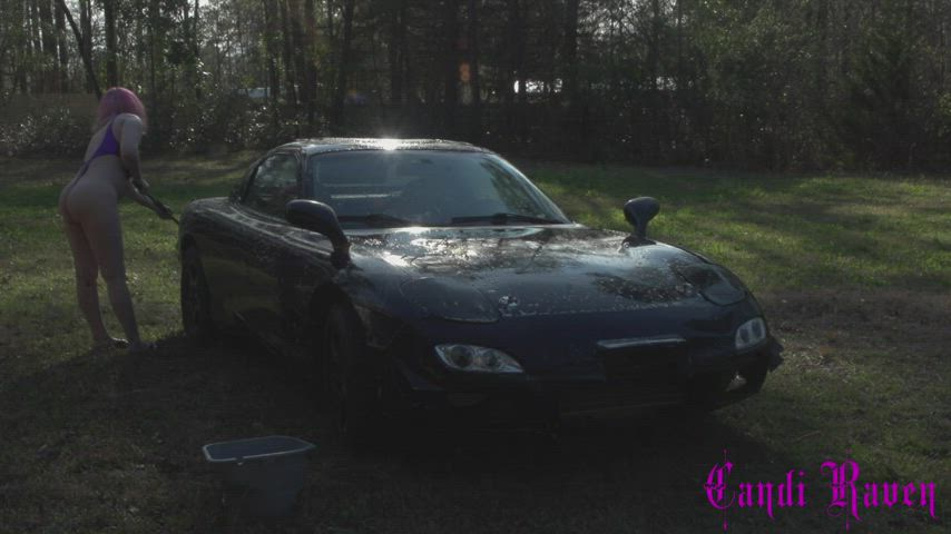 Candi Raven Washes her FD RX-7