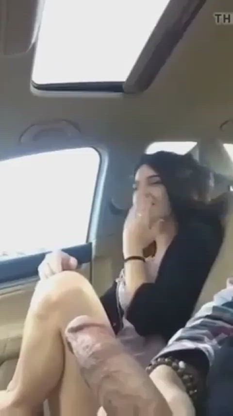 blowjob car shy smile clip