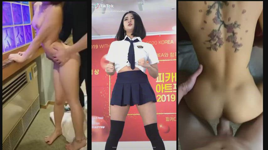 Asian BWC Compilation Dancing Doggystyle Korean Rough Split Screen Porn TikTok clip