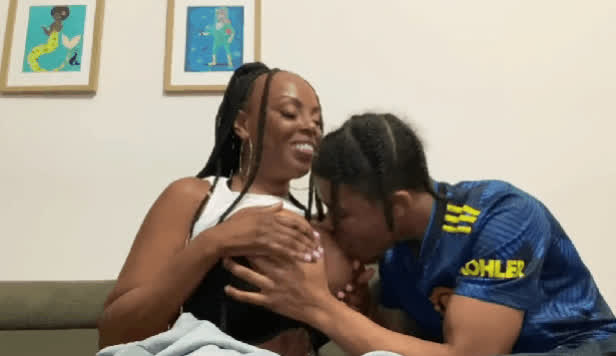 ebony ebony couple foreplay sensual sucking tits clip