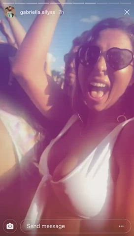 amateur big tits flashing homemade outdoor party undressing clip