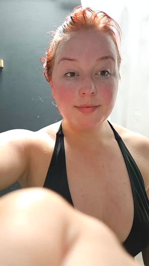 bbw boobs changing room curvy natural tits redhead swimsuit thick tiktok clip