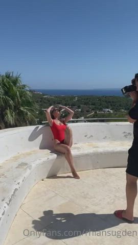 behind the scenes onlyfans rhian sugden swimsuit tease clip