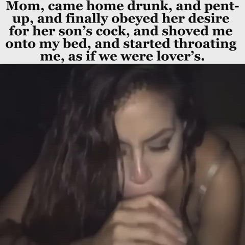 blowjob brunette caption messy mom son fauxcest clip