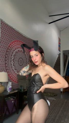 amateur brunette bunny costume homemade onlyfans petite tattooed teen tongue piercing