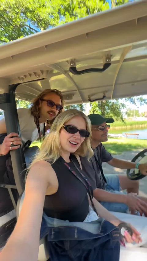 Big bouncing 🍒 in a golf cart