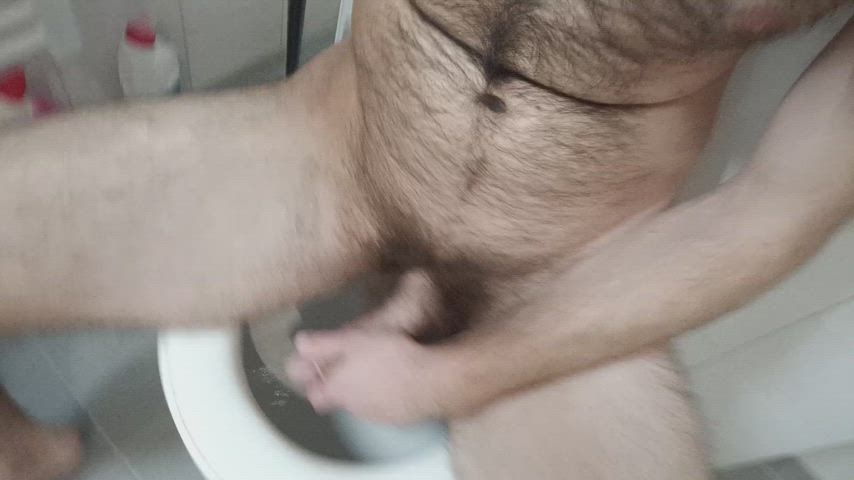 gay hairy hairy chest pee peeing toilet clip