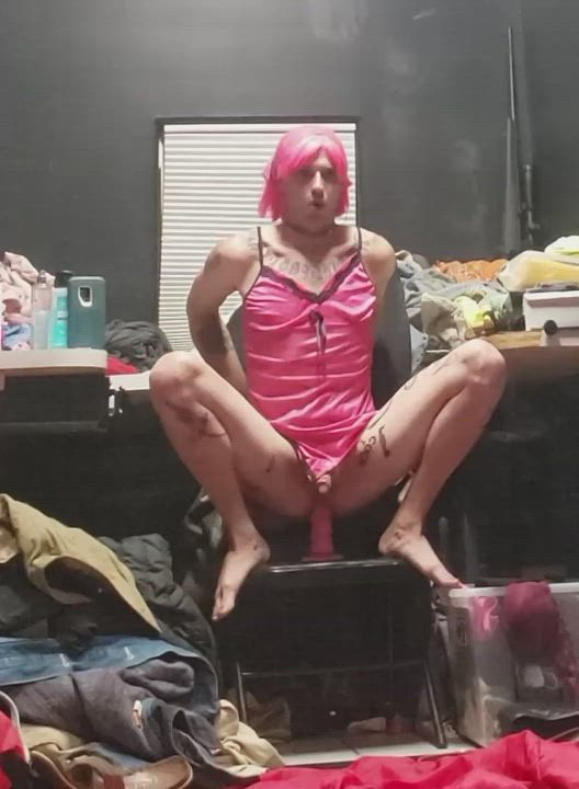Anal Crossdressing Femboy Pink Riding Sissy clip