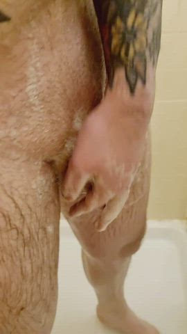 cock erection foreskin shower soapy tattoo thick cock clip
