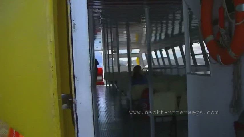 German girl pees on public ferry - very daring!