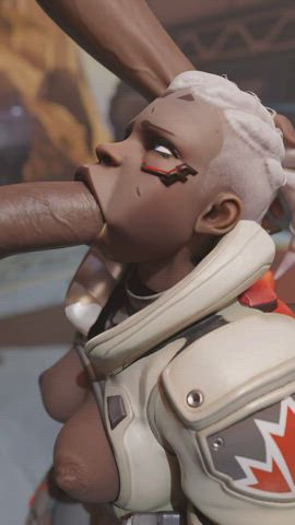 3d animation blowjob deepthroat ebony overwatch rule34 clip