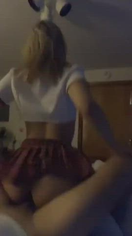 18 Years Old Reverse Cowgirl Riding Schoolgirl Teen clip