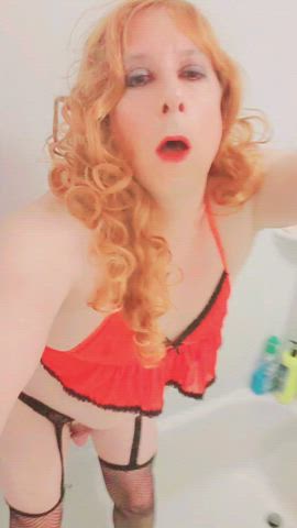 cougar crossdressing redhead shower standing doggy clip
