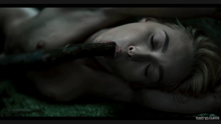 Kelly Collins blows one Plant Tentacle while getting her pussy stretched by other