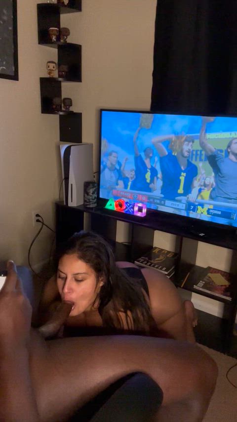 He’s busy playing College Football 25. I’m busy sucking him off