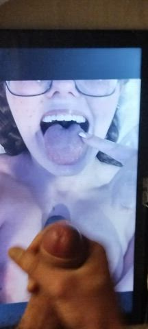 cum cum in mouth cumshot glasses tongue fetish tribute clip