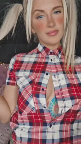 ahegao blonde blue eyes cosplay daddy schoolgirl clip