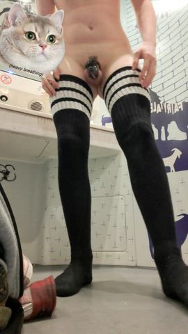 ass chastity exhibitionist femboy knee high socks public sissy clip