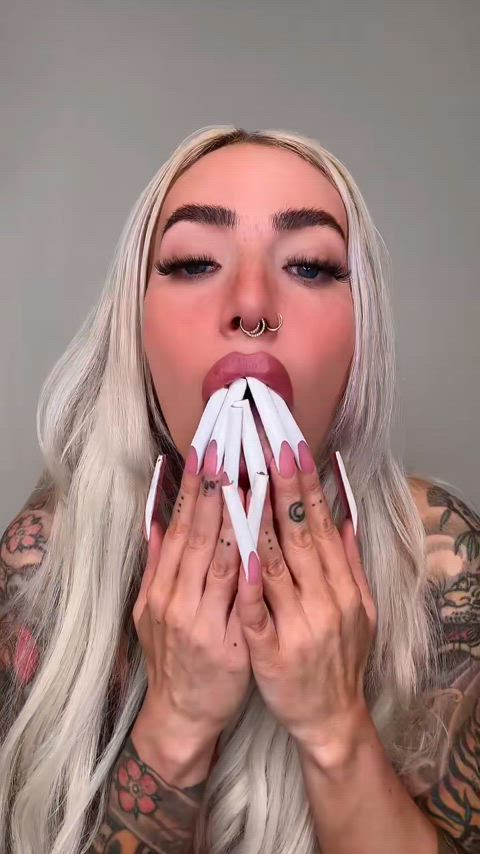 I love to lick my XXXL french nails do you like it too?