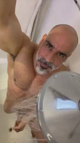 big dick gay jerk off male masturbation mature shower solo clip
