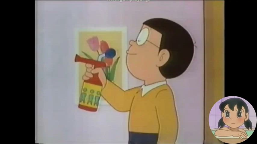 Nobita uses Doraemon's Gadget to watch Shizuka undress!