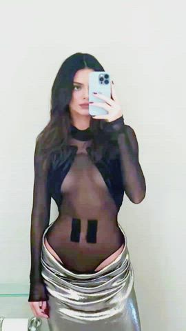 brunette celebrity cleavage kendall jenner natural tits see through clothing small
