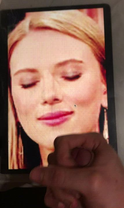 Tribute: Scarlett Johannson guessing the sticky hot stuff on her face. Looking for