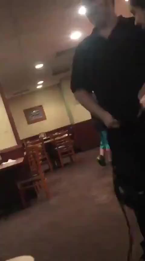 Group of friends convince the waiter at a restaurant to accept a quick dick sucking
