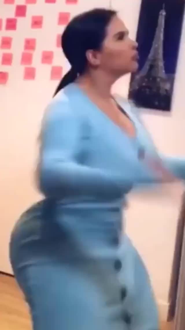 Alexandra Uchi doing a funny dance flexing her curvy Asian body