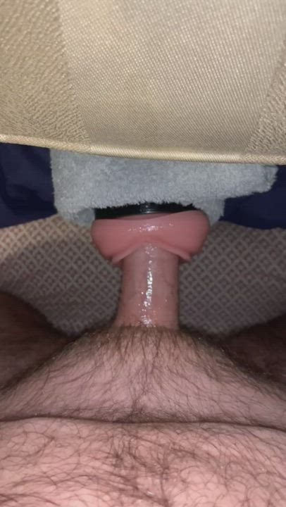 Close up of my dick playing with my fleshlight.