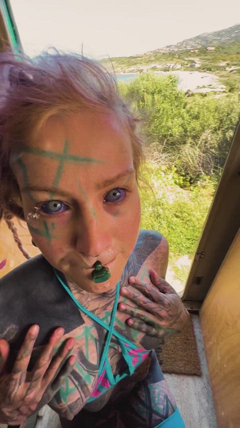 emo goth hippie onlyfans outdoor tattoo anuskatz anuskatzz punk r/fuckoutdoors facials