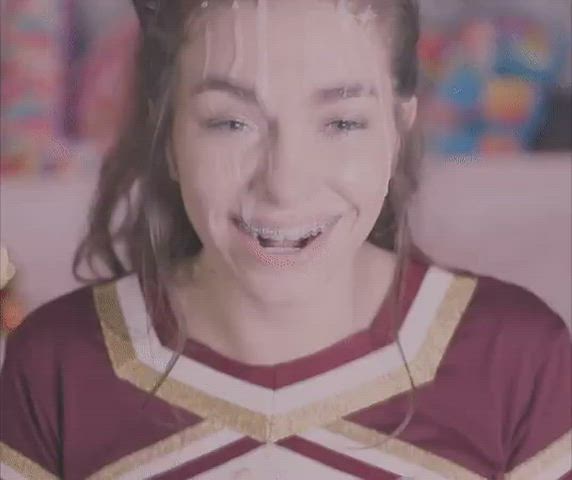 Braces Camgirl Cheerleader Cum Cute Long Tongue Messy Teen clip