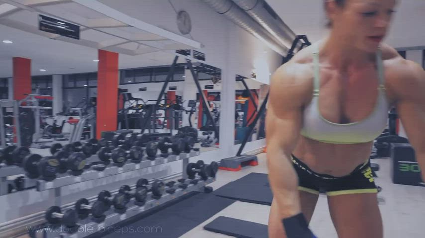 babe bodybuilder female fitness goddess gym muscular girl romanian workout clip