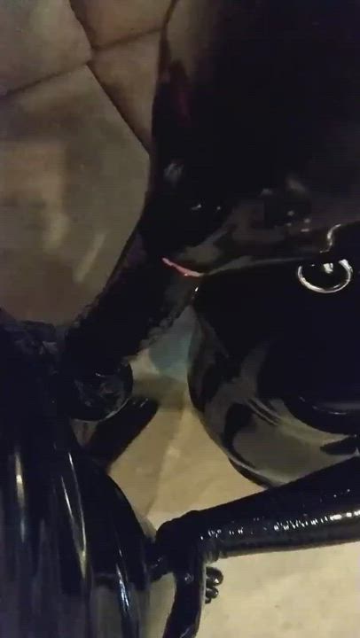 Latest video of ne sucking some Nice Rubber cock.
