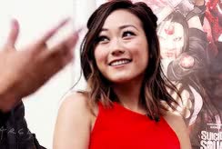 Karen Fukuhara seems to be in the mood during an interview...