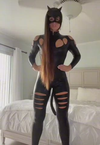 bodysuit catsuit latex muscular girl tall clip