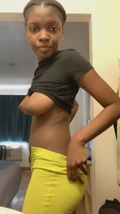 ebony natural tits perky petite solo teen tits clip